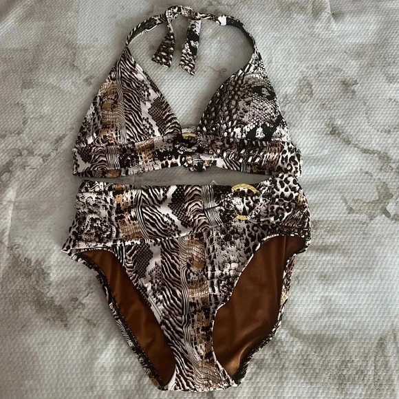 Bleu Rod Beattie Ring Banded Halter Bikini Top and Bottom - Picture 6 of 9